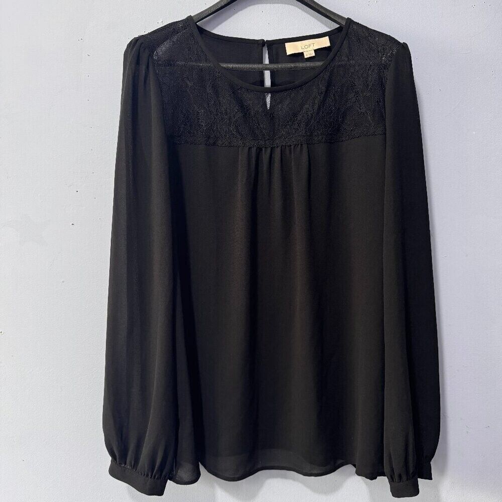 Ann Taylor‎ Loft ladies size XL sheer black flowy top